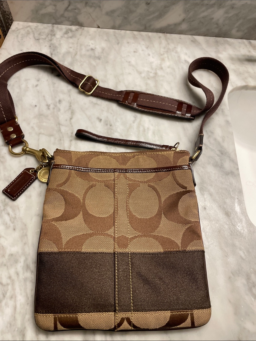 Coach Brown Signature Canvas & Leather Crossbody